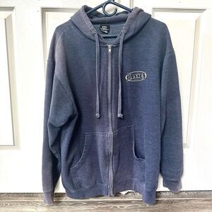 Hansen’s blue hooded sweatshirt